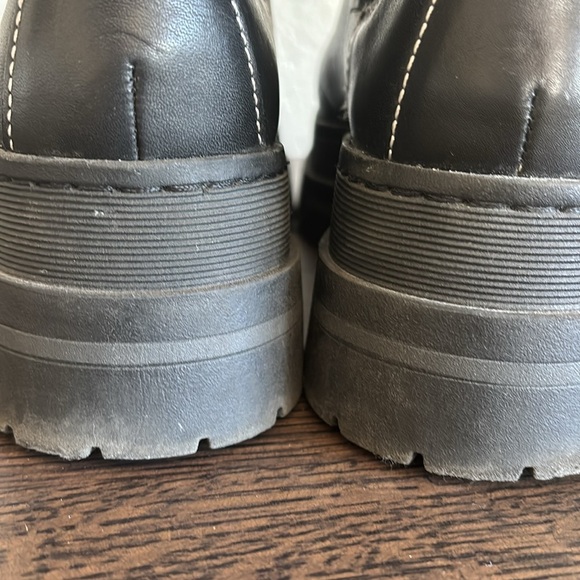 Marc Fisher Chunky lug sole Black Platform Pull On Moto Ankle Boots 8 - Picture 7 of 10